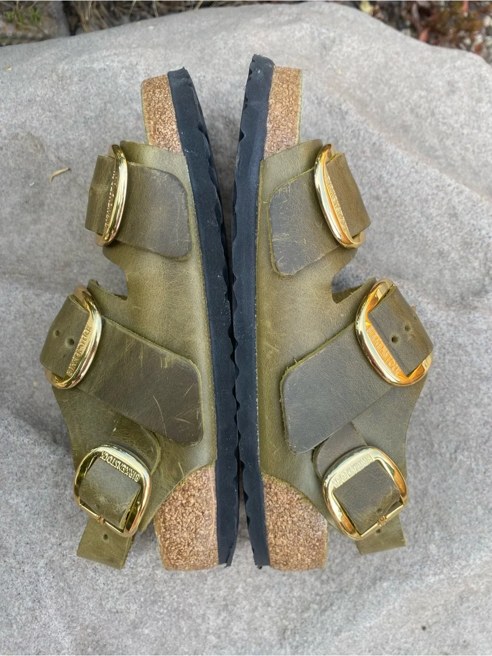Birkenstock Milano Big Buckle Olive Green Oiled Leather Exquisite